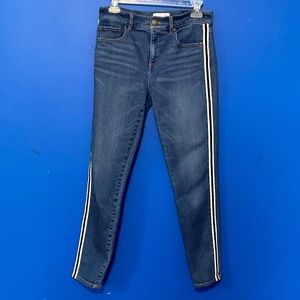 LOFT Modern Skinny Jeans with Navy & White Stripes on Legs. Sz 27 / 4